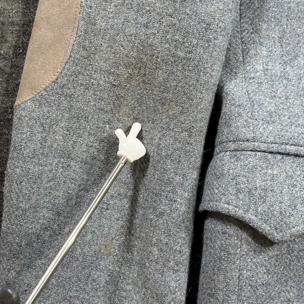 Vintage Grand Entry Men Western Blazer Grey Wool Cowboy Sport Coat Elbow Patches